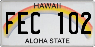 HI license plate FEC102