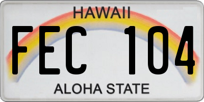 HI license plate FEC104