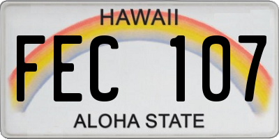 HI license plate FEC107