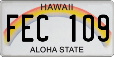 HI license plate FEC109