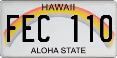 HI license plate FEC110