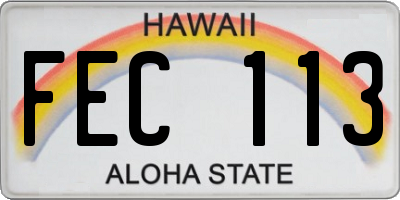 HI license plate FEC113
