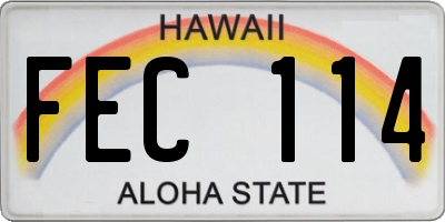 HI license plate FEC114