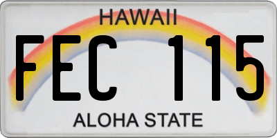 HI license plate FEC115