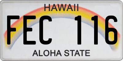 HI license plate FEC116