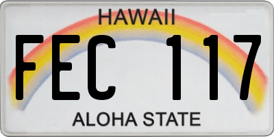 HI license plate FEC117