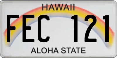 HI license plate FEC121