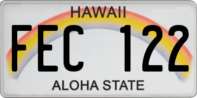 HI license plate FEC122