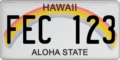 HI license plate FEC123