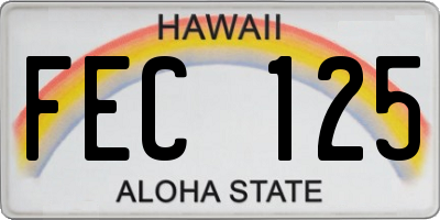 HI license plate FEC125