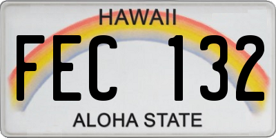 HI license plate FEC132