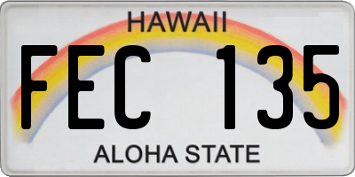 HI license plate FEC135