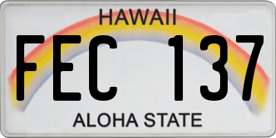 HI license plate FEC137
