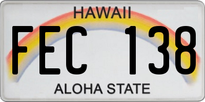 HI license plate FEC138