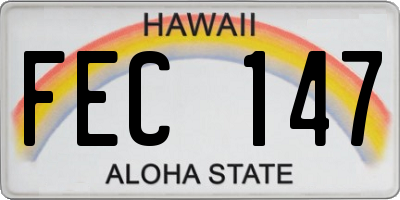 HI license plate FEC147