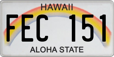 HI license plate FEC151