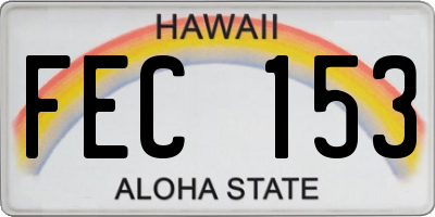 HI license plate FEC153