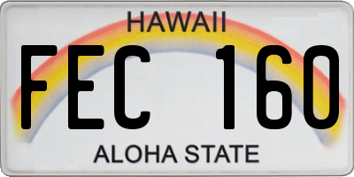HI license plate FEC160
