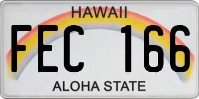 HI license plate FEC166