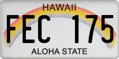 HI license plate FEC175