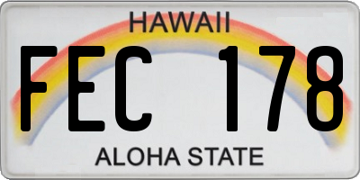 HI license plate FEC178