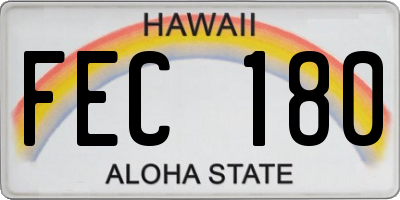 HI license plate FEC180