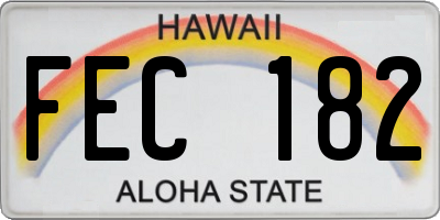 HI license plate FEC182