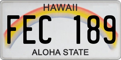 HI license plate FEC189