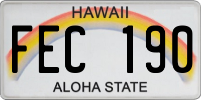 HI license plate FEC190