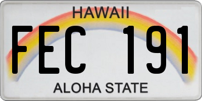 HI license plate FEC191