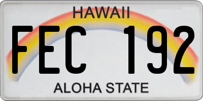 HI license plate FEC192