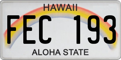 HI license plate FEC193