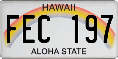 HI license plate FEC197