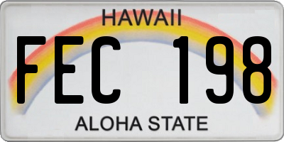 HI license plate FEC198
