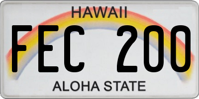 HI license plate FEC200