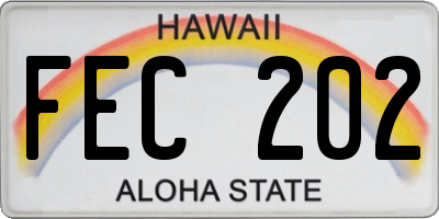 HI license plate FEC202