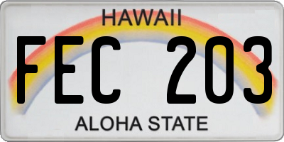 HI license plate FEC203