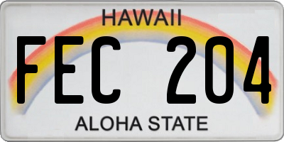 HI license plate FEC204