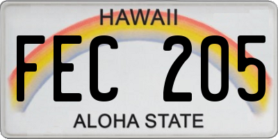 HI license plate FEC205