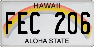 HI license plate FEC206