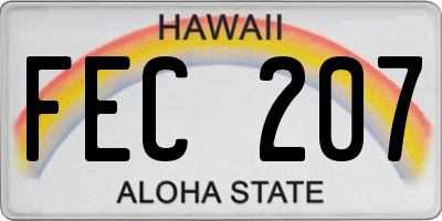 HI license plate FEC207