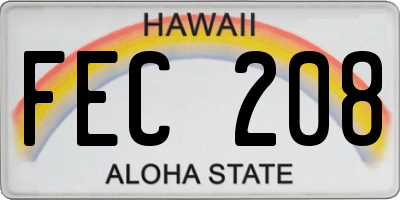 HI license plate FEC208