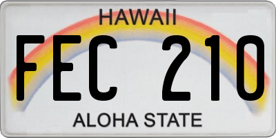 HI license plate FEC210