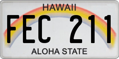 HI license plate FEC211