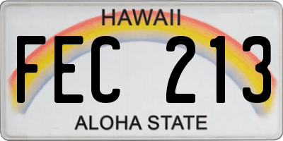 HI license plate FEC213
