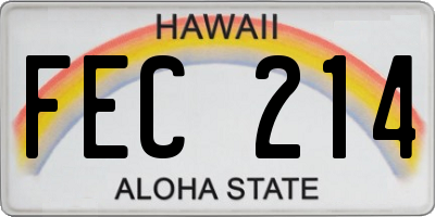 HI license plate FEC214