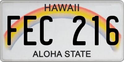 HI license plate FEC216