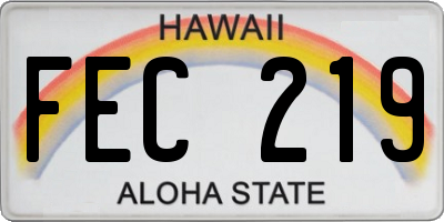 HI license plate FEC219