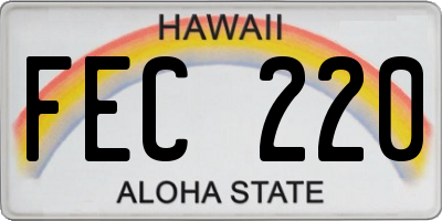 HI license plate FEC220