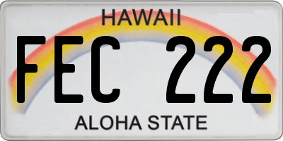 HI license plate FEC222